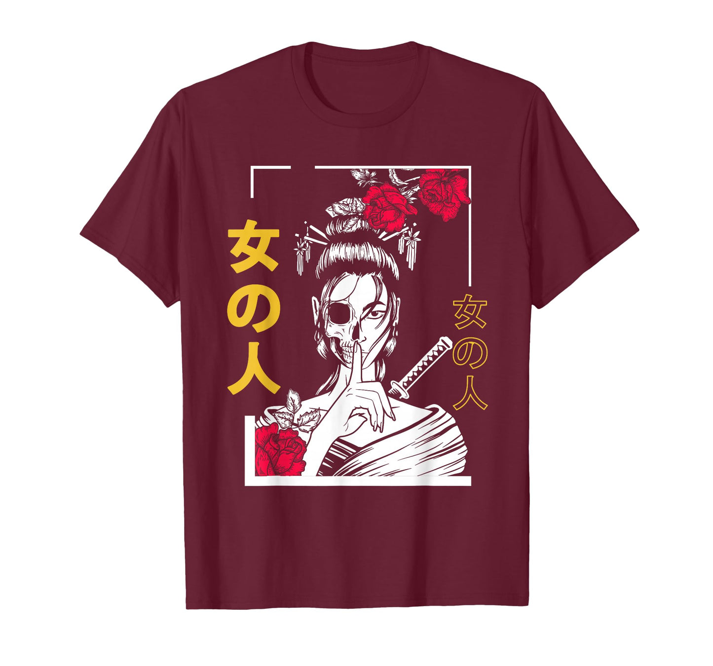 Japanese Samurai Floral Warrior Geisha Woman Tokyo Anime T-Shirt