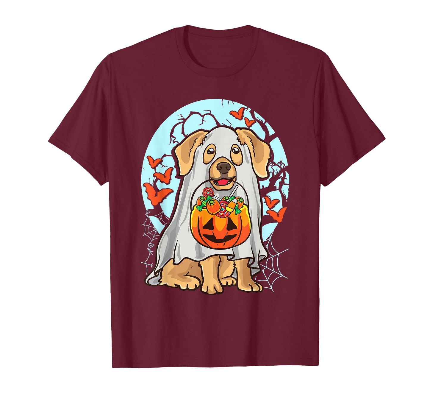 Cute Halloween Dog Ghost Costume Trick Treat Pumpkin T-Shirt