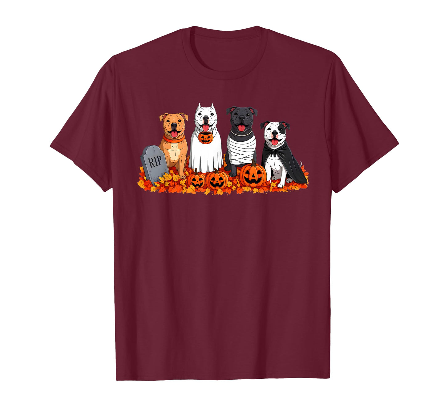 Halloween Costume Pitbull Dog Lover Ghost Pumpkin Mummy T-Shirt
