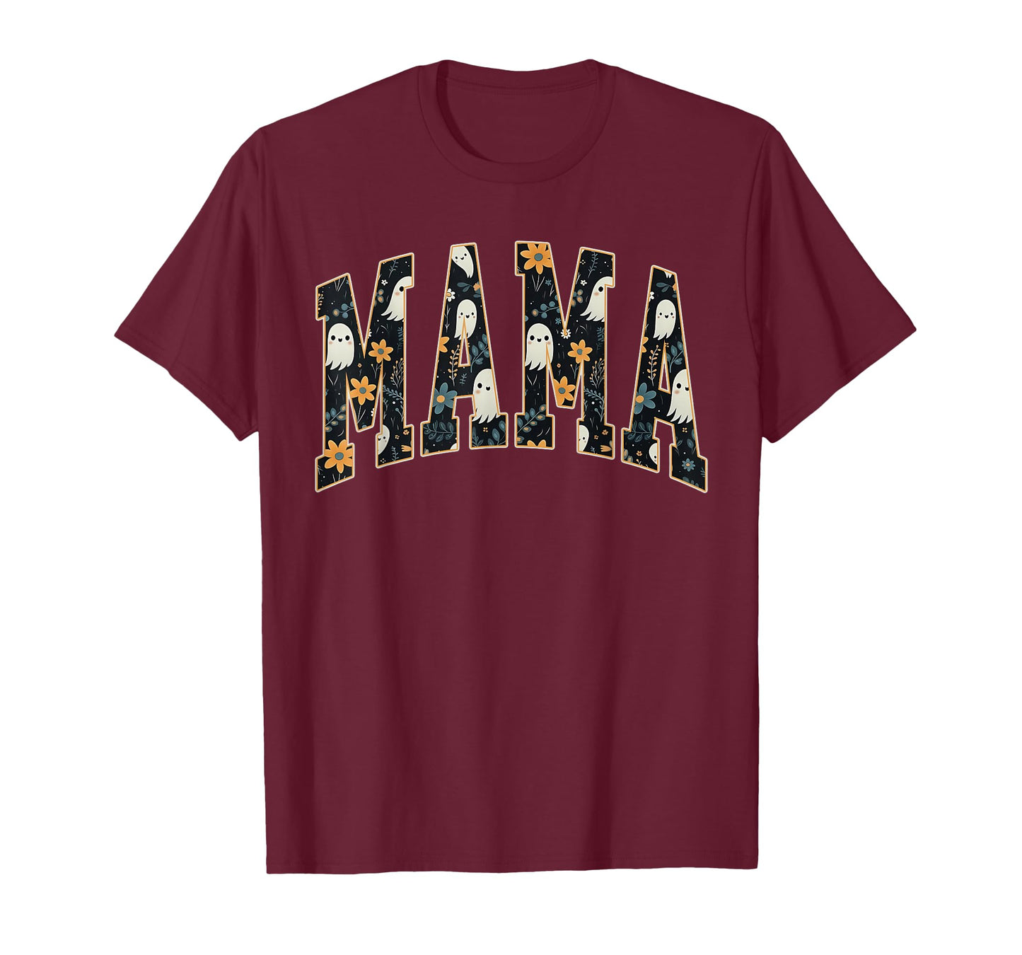 Cute Spooky Mama Ghost Floral Halloween T-Shirt