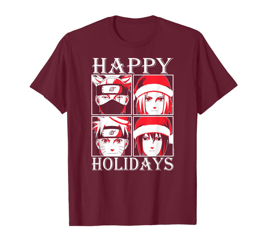 Naruto Shippuden Happy Holidays Characters Anime T-Shirt