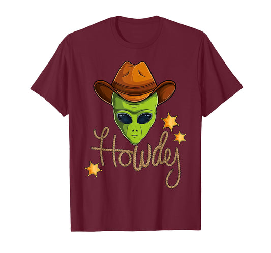 Funny Cowboy Alien Howdy Space UFO Western Rodeo Men Women T-Shirt