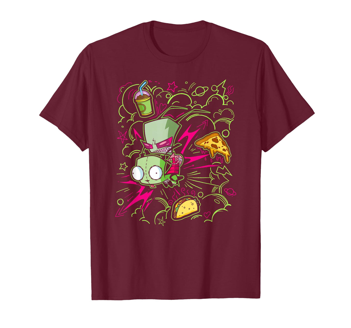 Invader Zim Riding Gir Retro Neon Doodle Mayhem T-Shirt