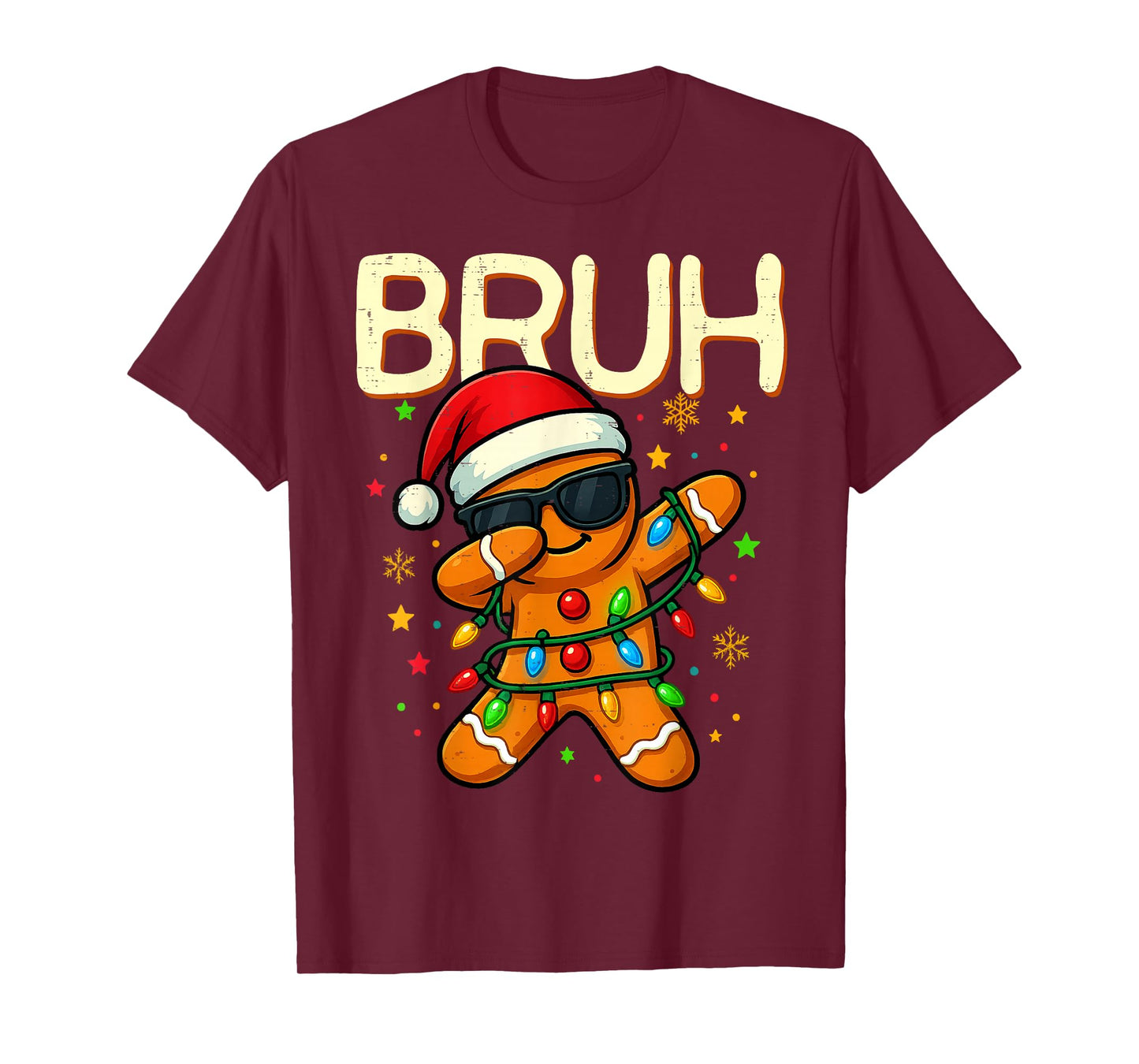 Bruh Christmas Gingerbread Man Funny Teens Boys Kids T-Shirt