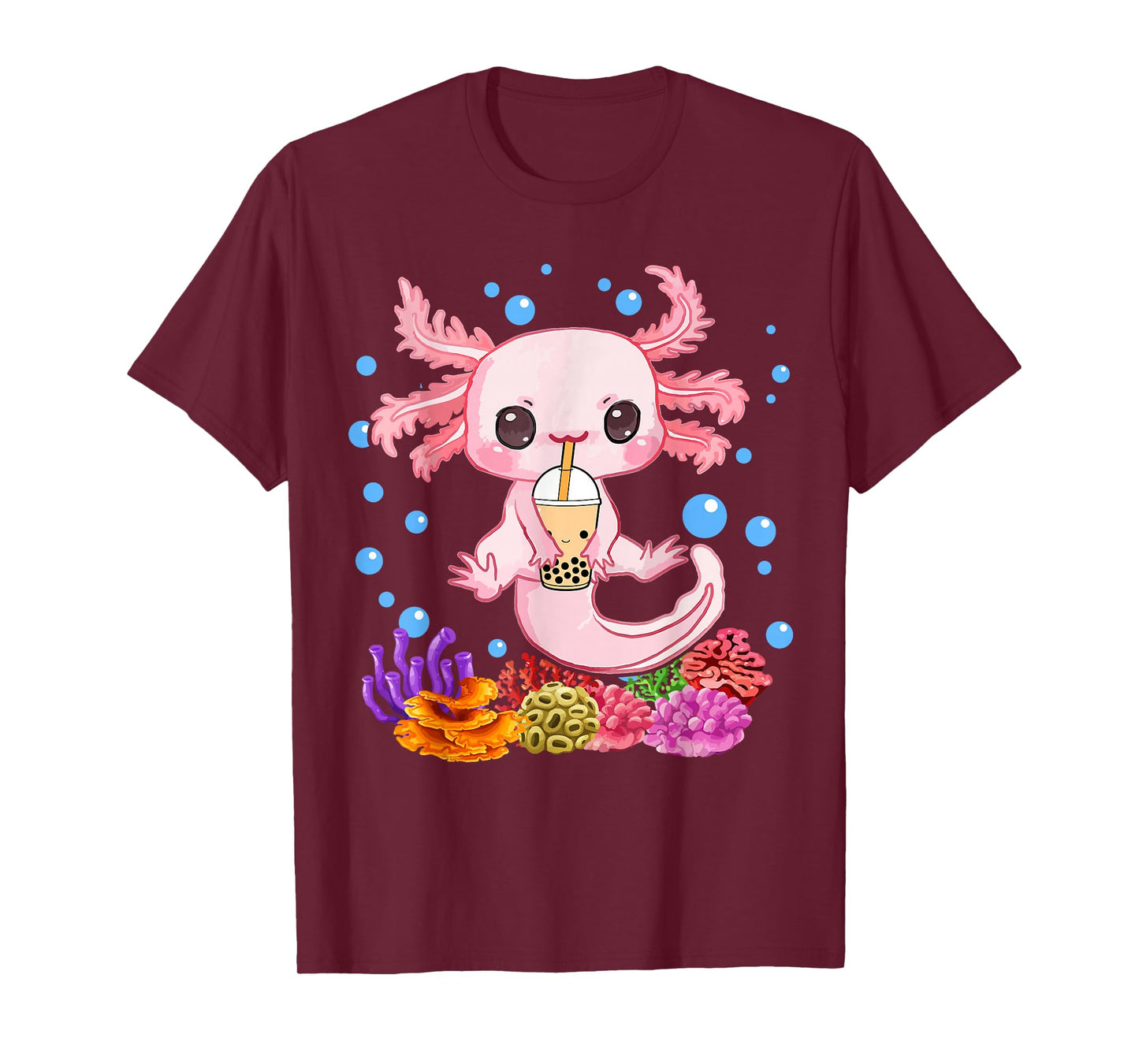 Axolotl Boba Tea Bobalotl Kids Teen Girl Cute Graphic Kawaii T-Shirt