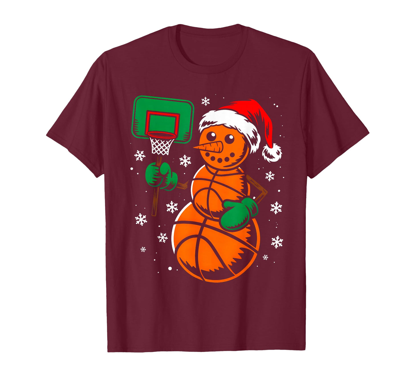 Basketball Santa Hat Snowman Xmas Funny Basketball Christmas T-Shirt