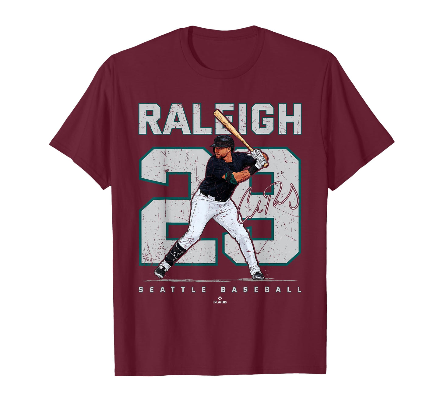 Number and Portrait Cal Raleigh Seattle Baseball MLBPA T-Shirt