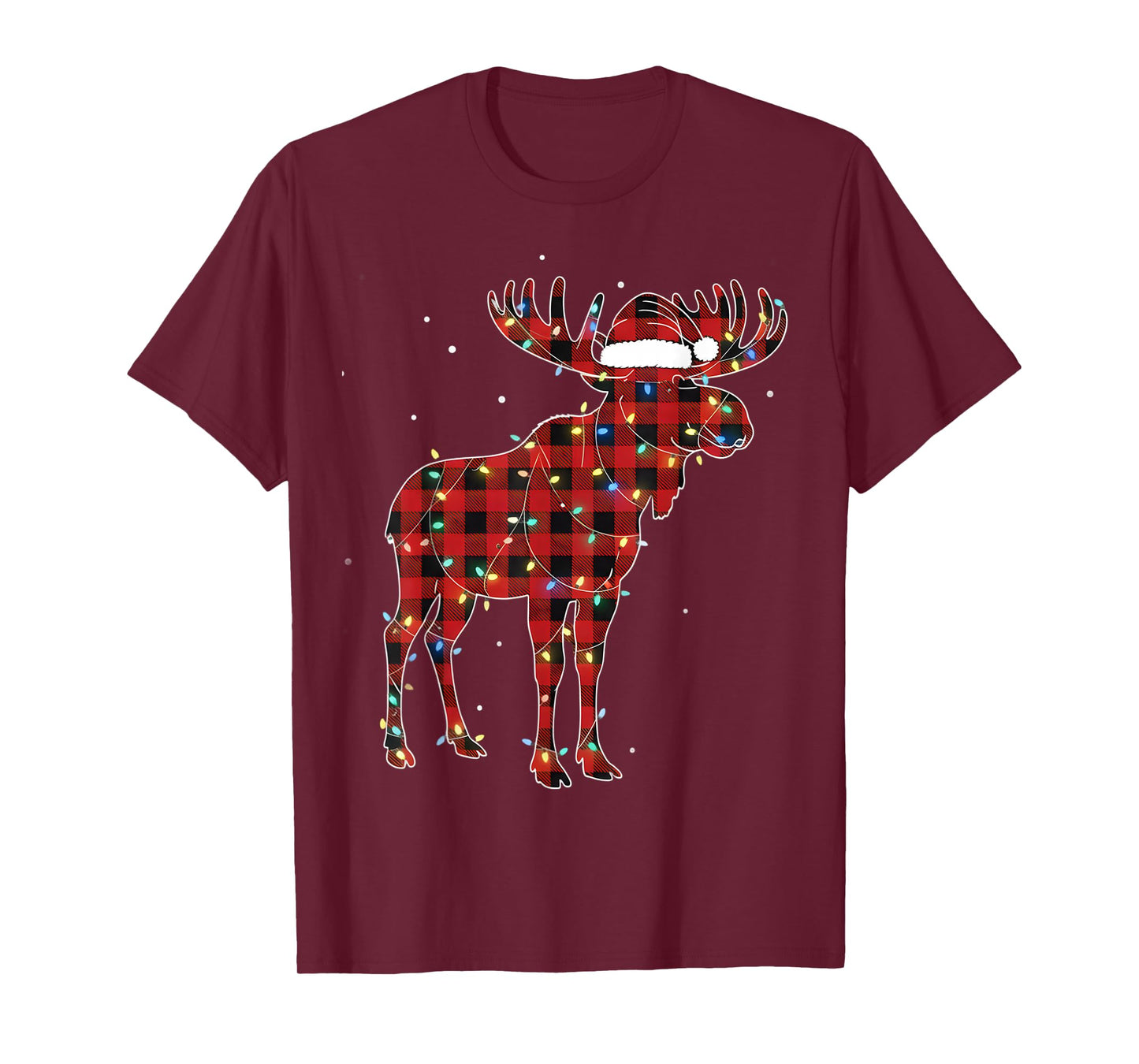 Moose Christmas Red Plaid Buffalo Pajama Matching T-Shirt