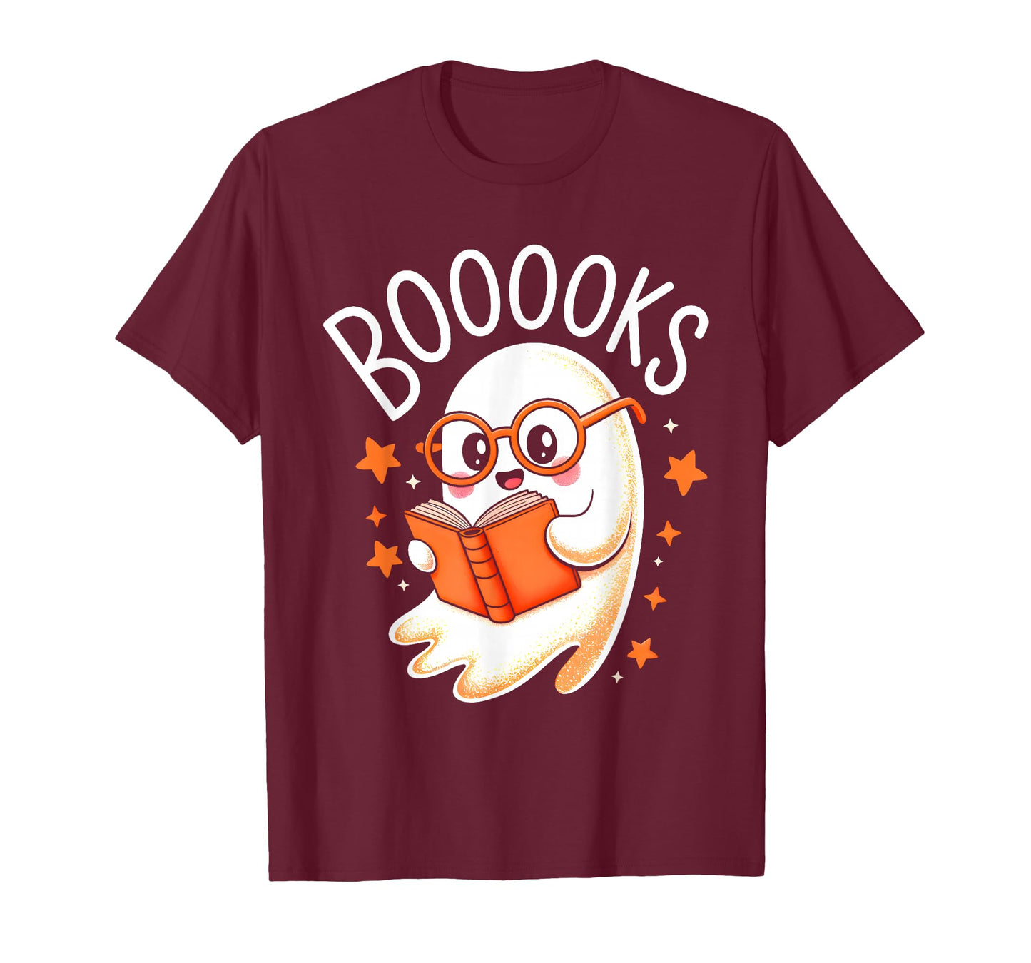 Cute Ghost Reading Book Lovers Librarian Teacher Halloween T-Shirt