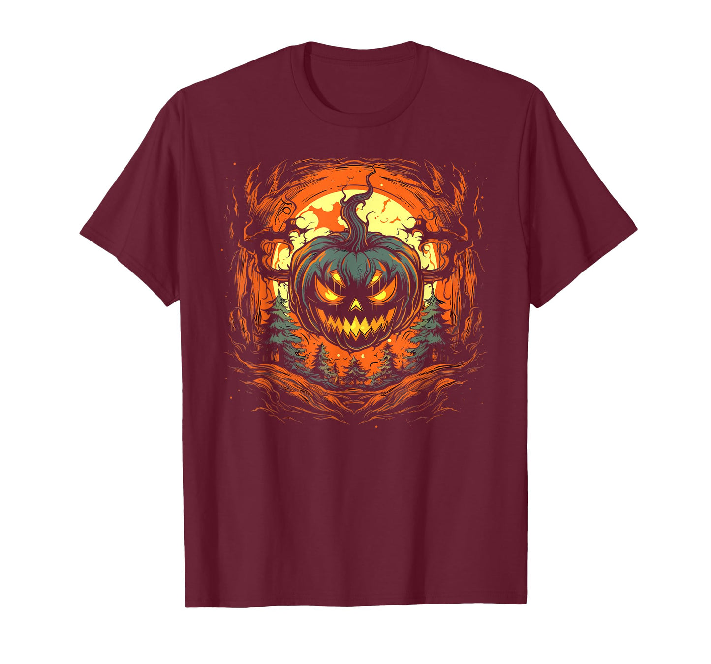Pumpkin Jack o Lantern Demon Monster Scary Halloween Graphic T-Shirt