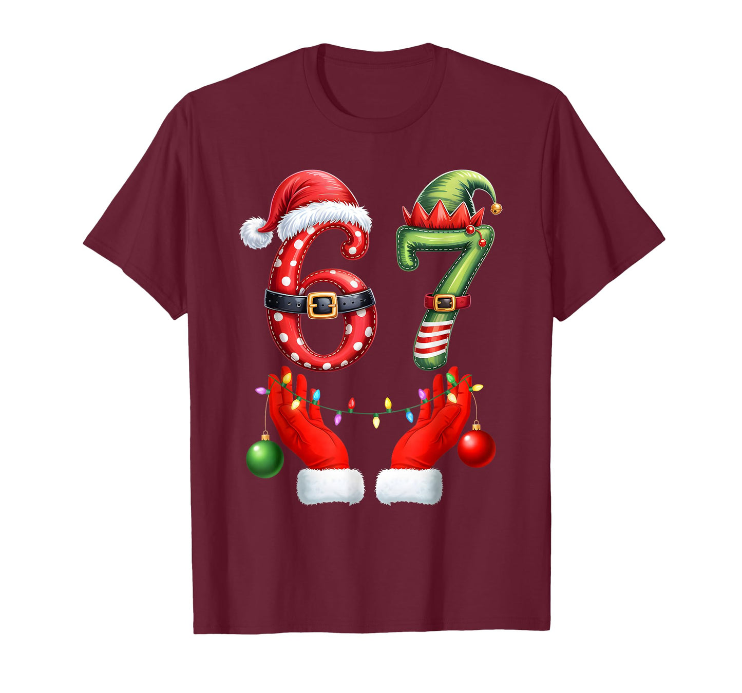 67 Christmas 6 7 Meme Pajamas Holiday Gen Alpha Slang T-Shirt