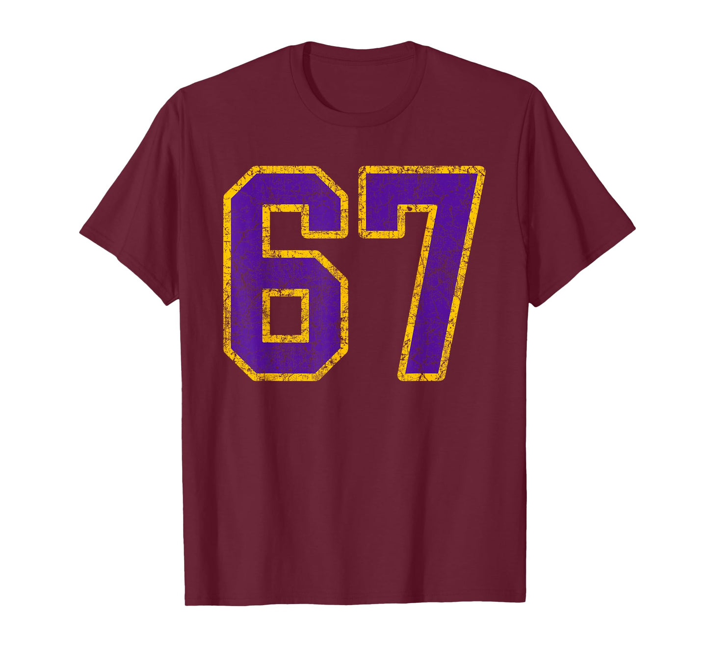 Purple Gold Number 67 Jersey Player Uniform #67 Grunge T-Shirt