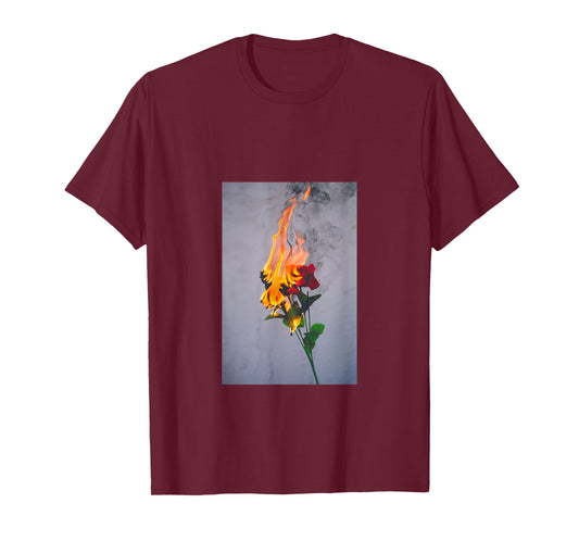 sad boy sad girl aesthetic burning red flower pastel T-Shirt