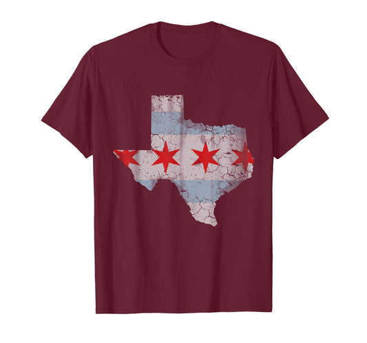 Texas Chicago Flag Vintage Distressed T-Shirt