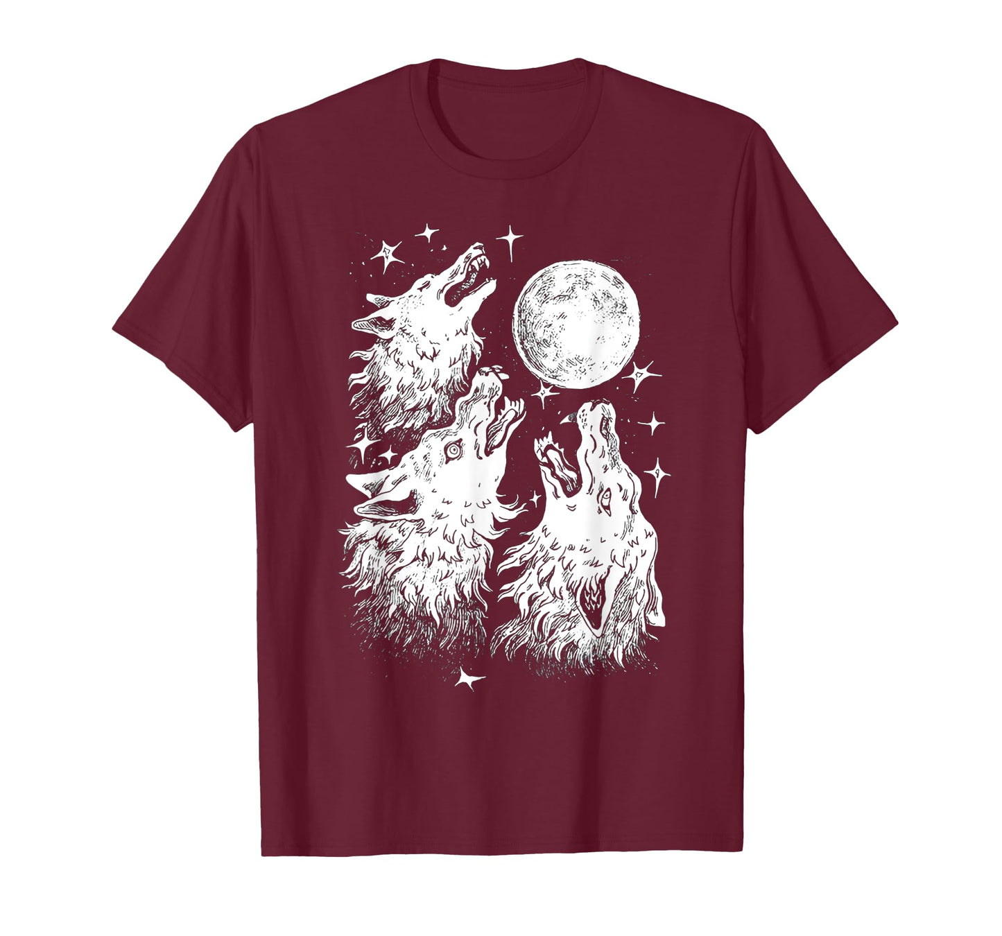 Three Wolves Howling at the Moon - Wolf Lover T-Shirt