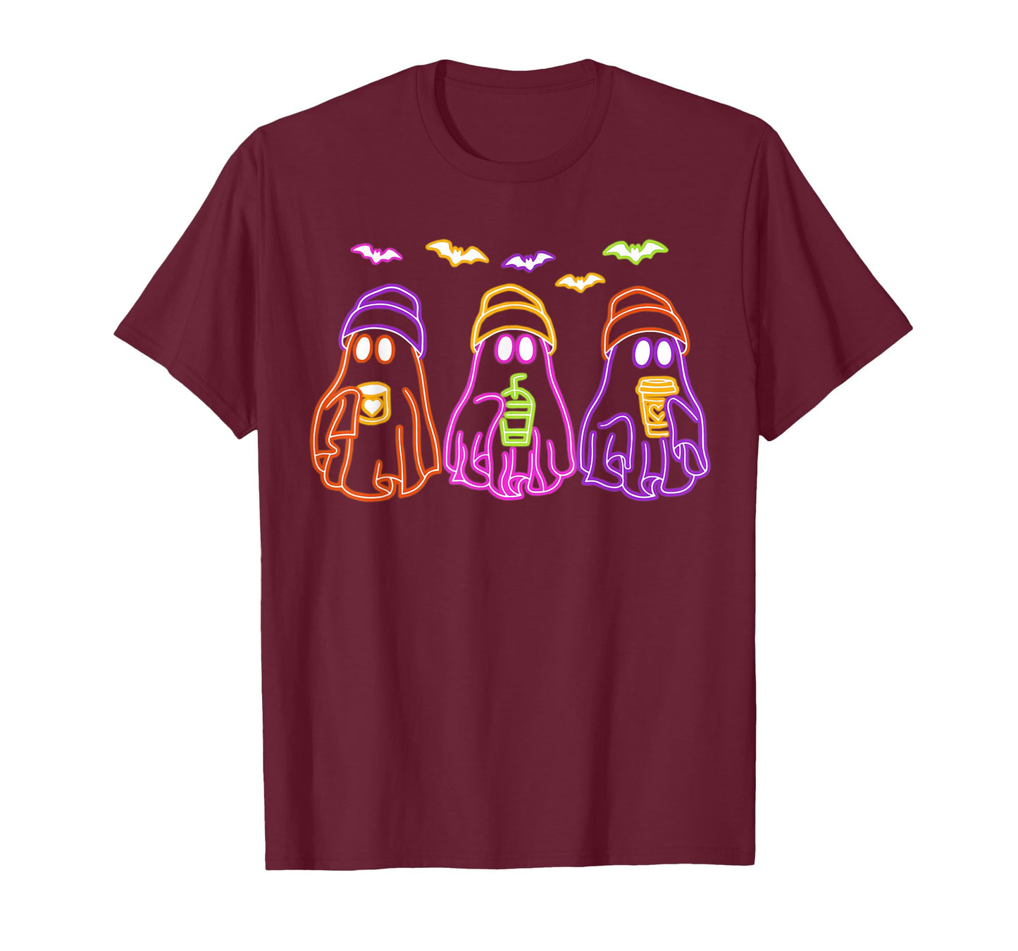 Ghost Drinking Coffee Funny Halloween Costume Coffee Lover T-Shirt