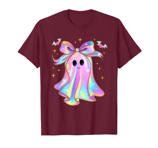 Cute Ghost Pumpkin Halloween Girly Coquette Bow Girl Women T-Shirt