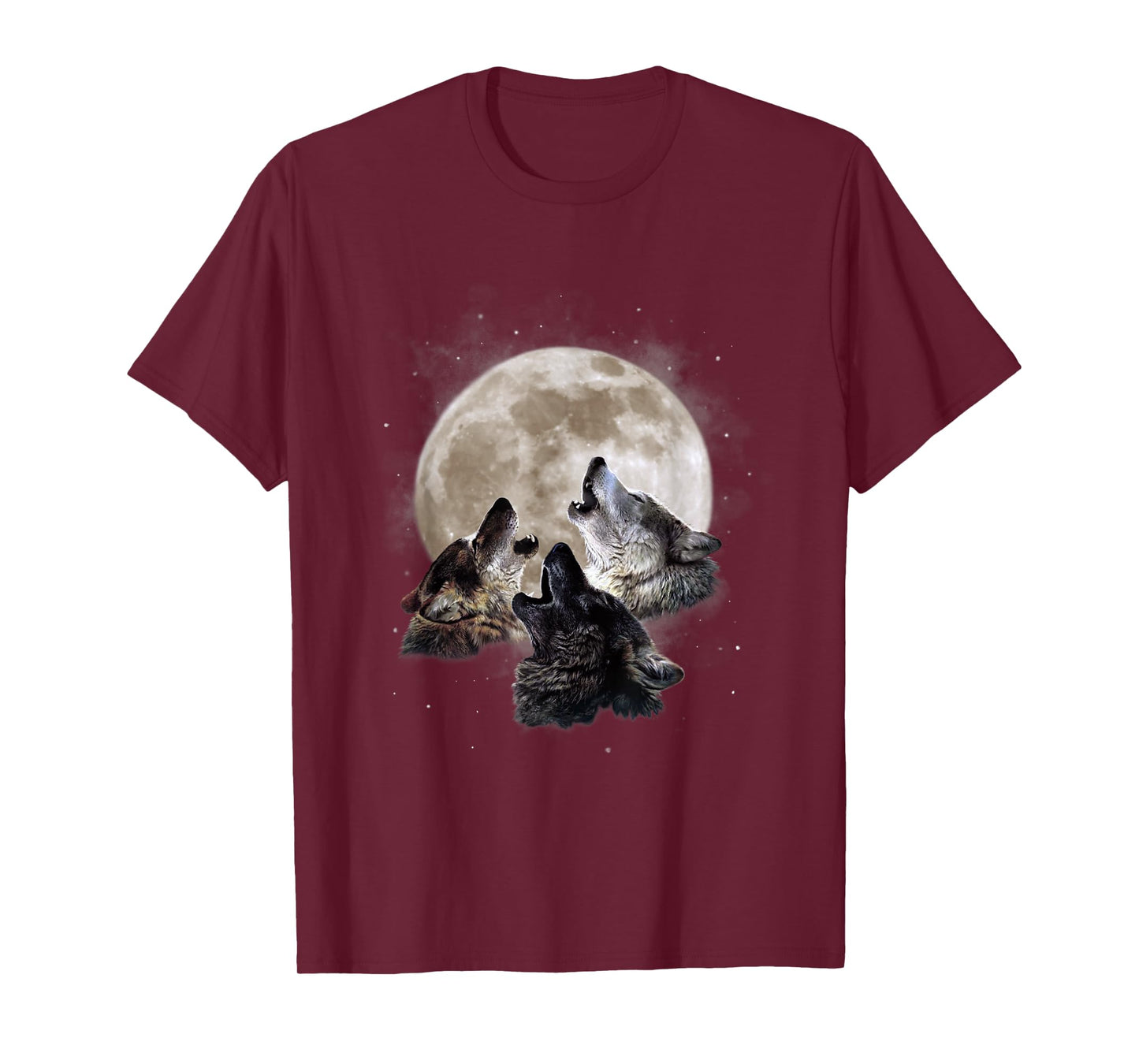 Three Wolves Howling at the Moon - Wolf Lover T-Shirt