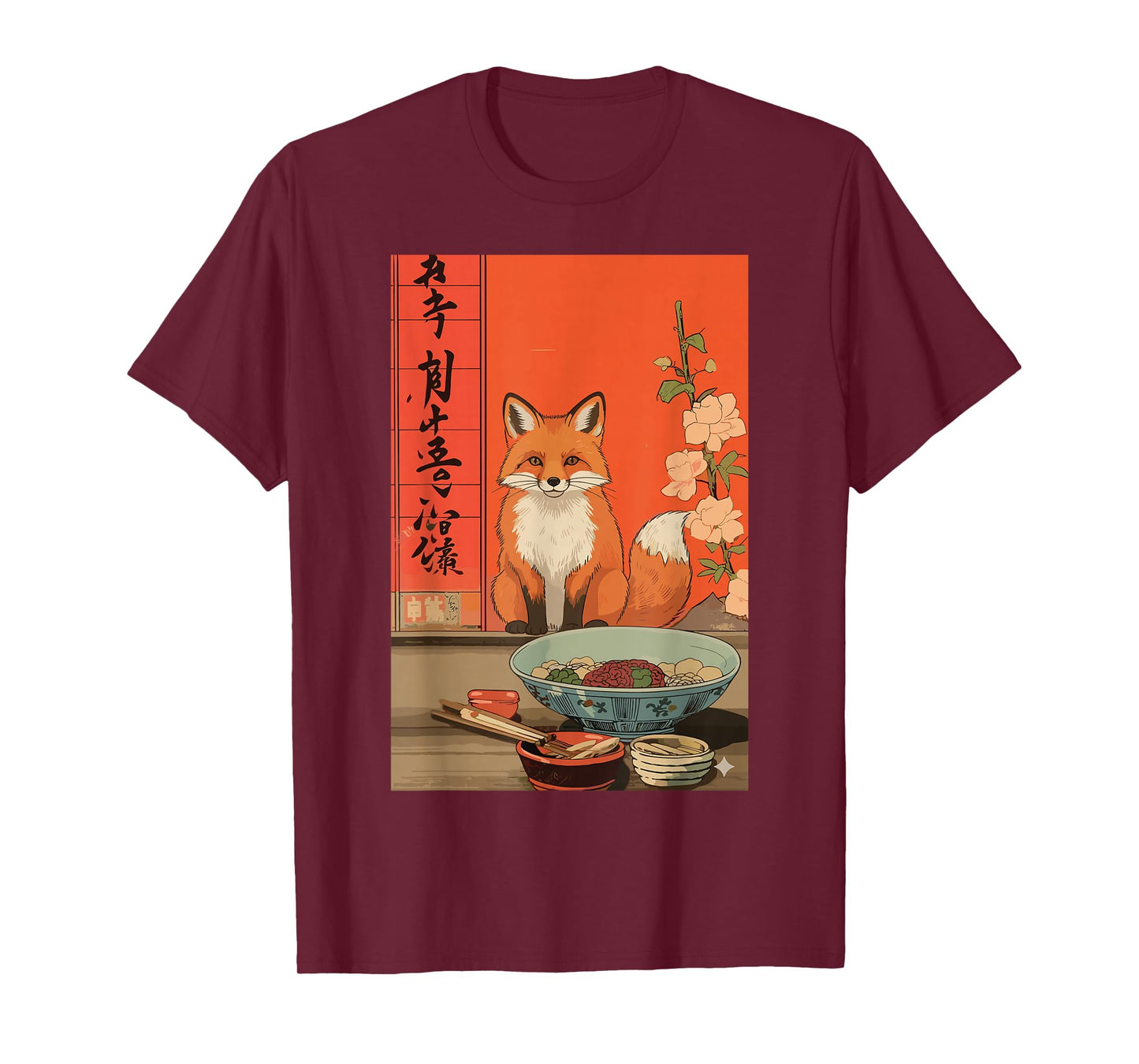 Funny Japanese Fox Ramen Kawaii Animal Anime Art T-Shirt