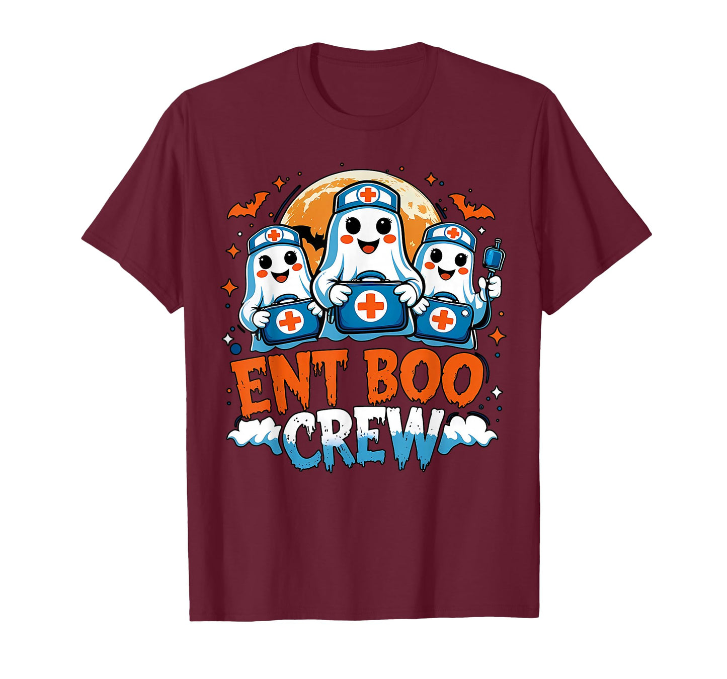 Spooky ENT Boo Crew Nurse Halloween Ghost Otolaryngology T-Shirt