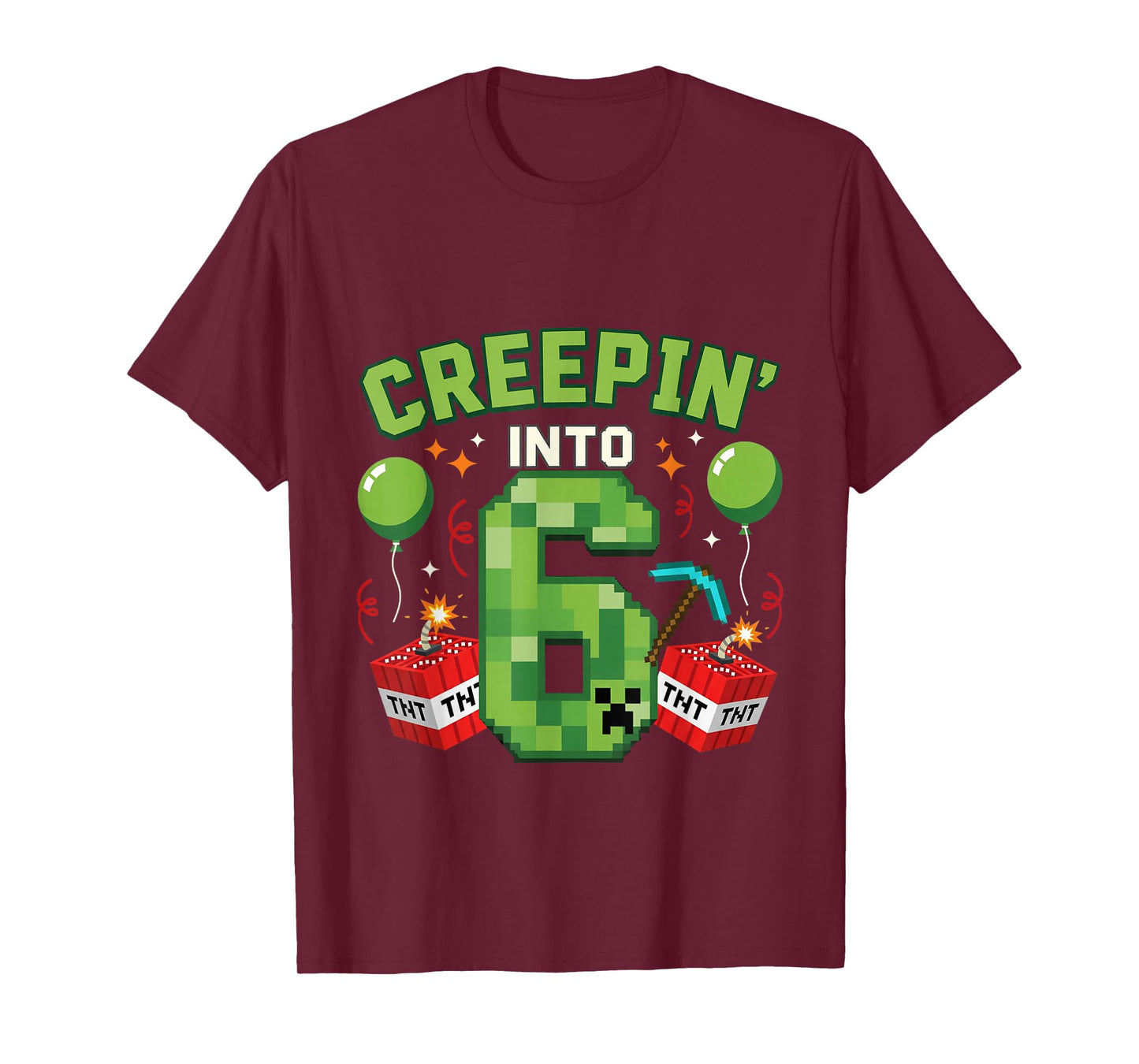 It's My 6th Birthday Boy Gamer Creepin’ Into 6 Gamer Pixel T-Shirt