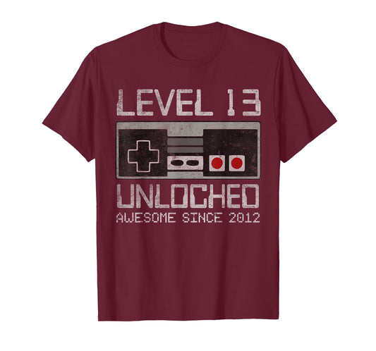 Level 13 Unlocked 13th Birthday 13 Year Old Video Gamer Boy T-Shirt