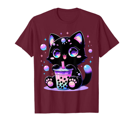 Kawaii Bubble Tea Cat Pastel Goth Boba Tea T-Shirt for Men Women Kids
