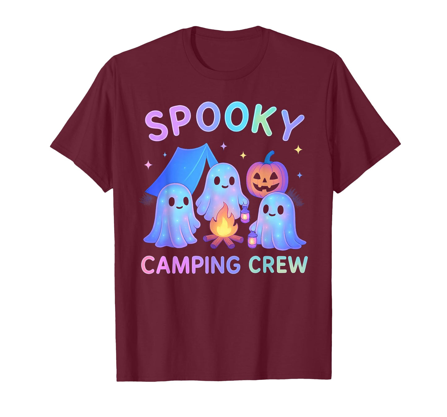 Spooky Camping Crew Ghosts Halloween Campfire Vintage Boo T-Shirt