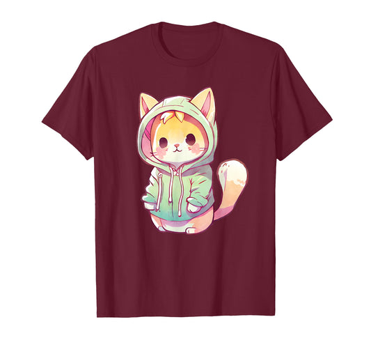 Cute Cartoon Cat in clothes Adorable Anime Kitten Men Women Kids T-Shirt