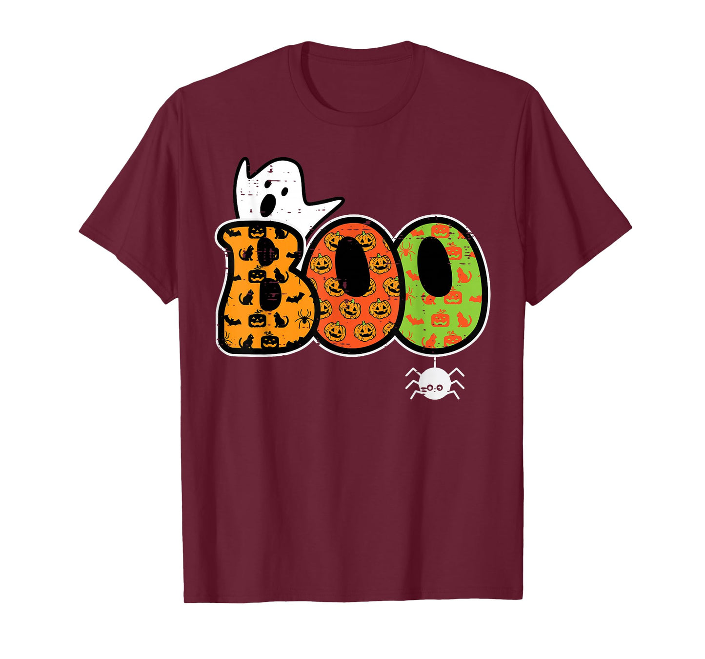 Boo Ghost Spider Retro Groovy Halloween Men Women Kids T-Shirt