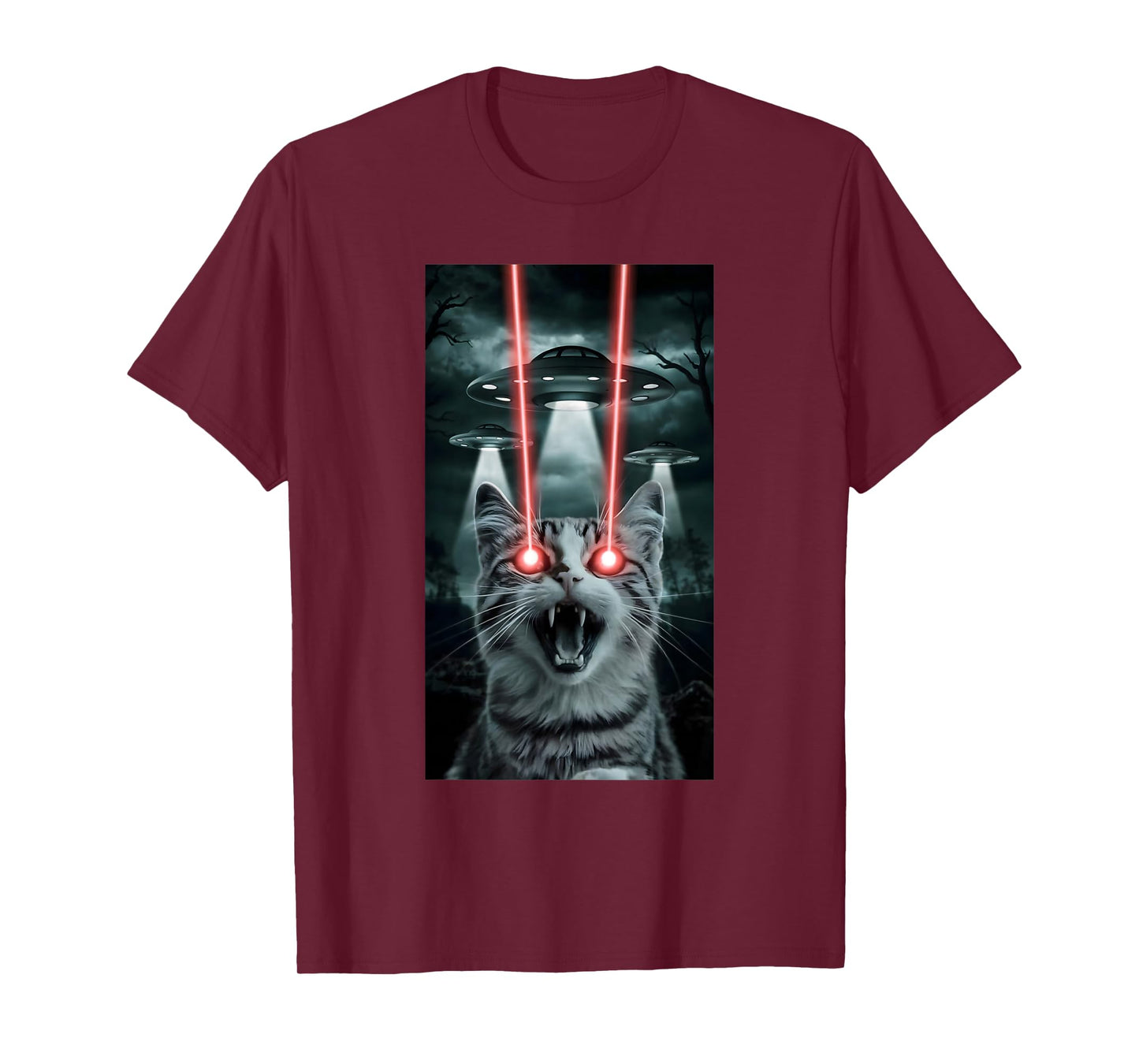 Alien Cat Selfie With Ufo Laser Eyes T-Shirt