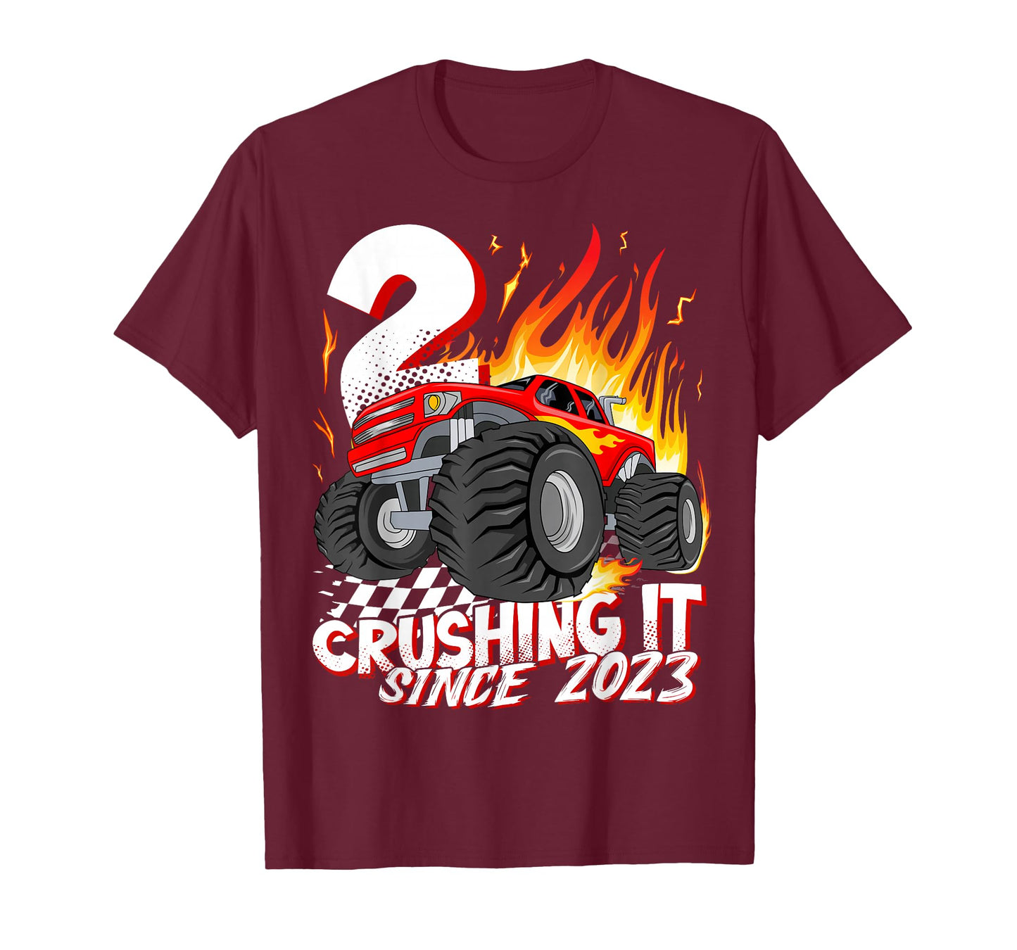 Birthday Monster Truck 2 Year Old Boys 2nd Party Born 2023 T-Shirt