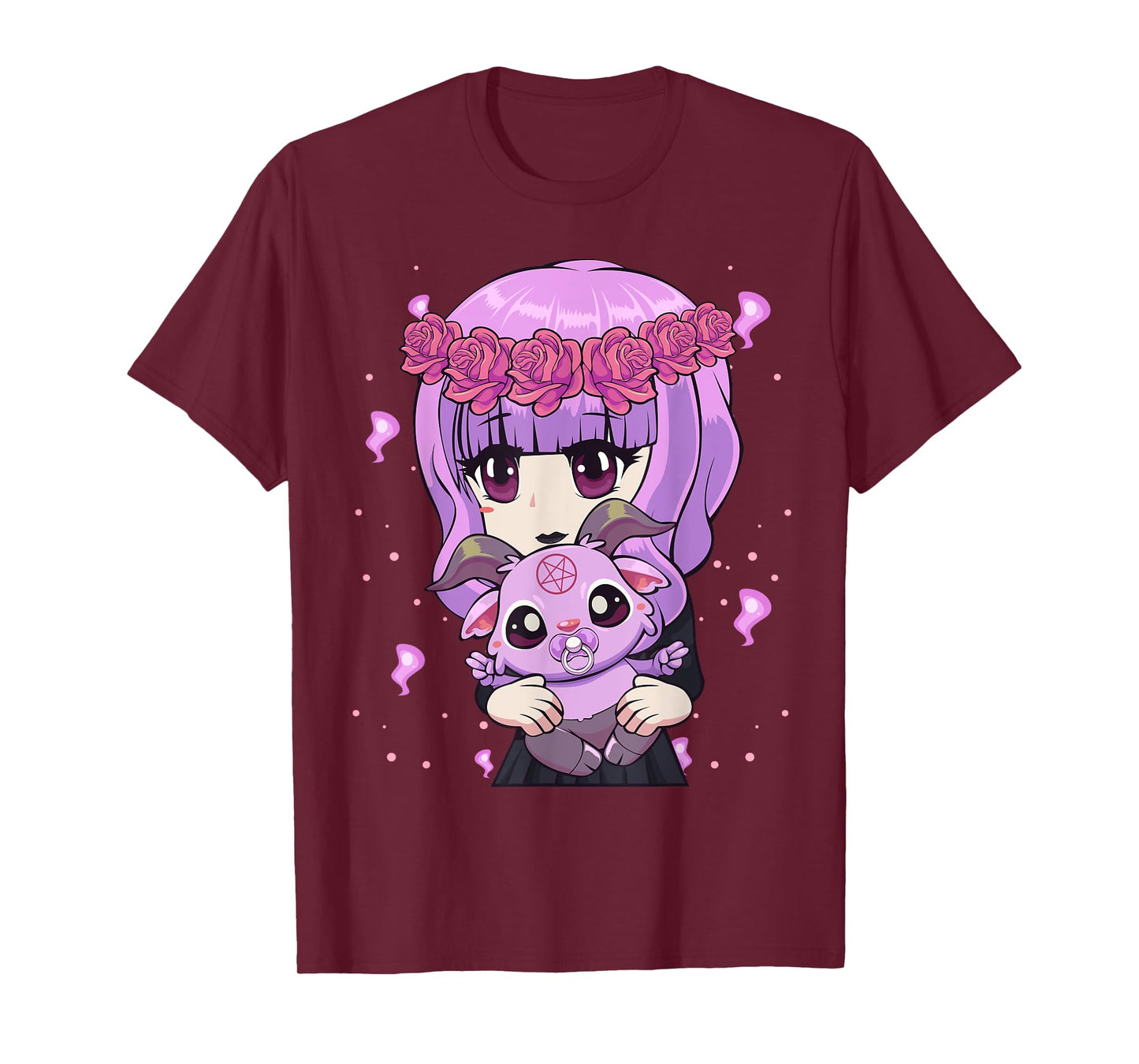 Anime Kawaii Pastel Goth Girl with Cute Baby Baphomet T-Shirt