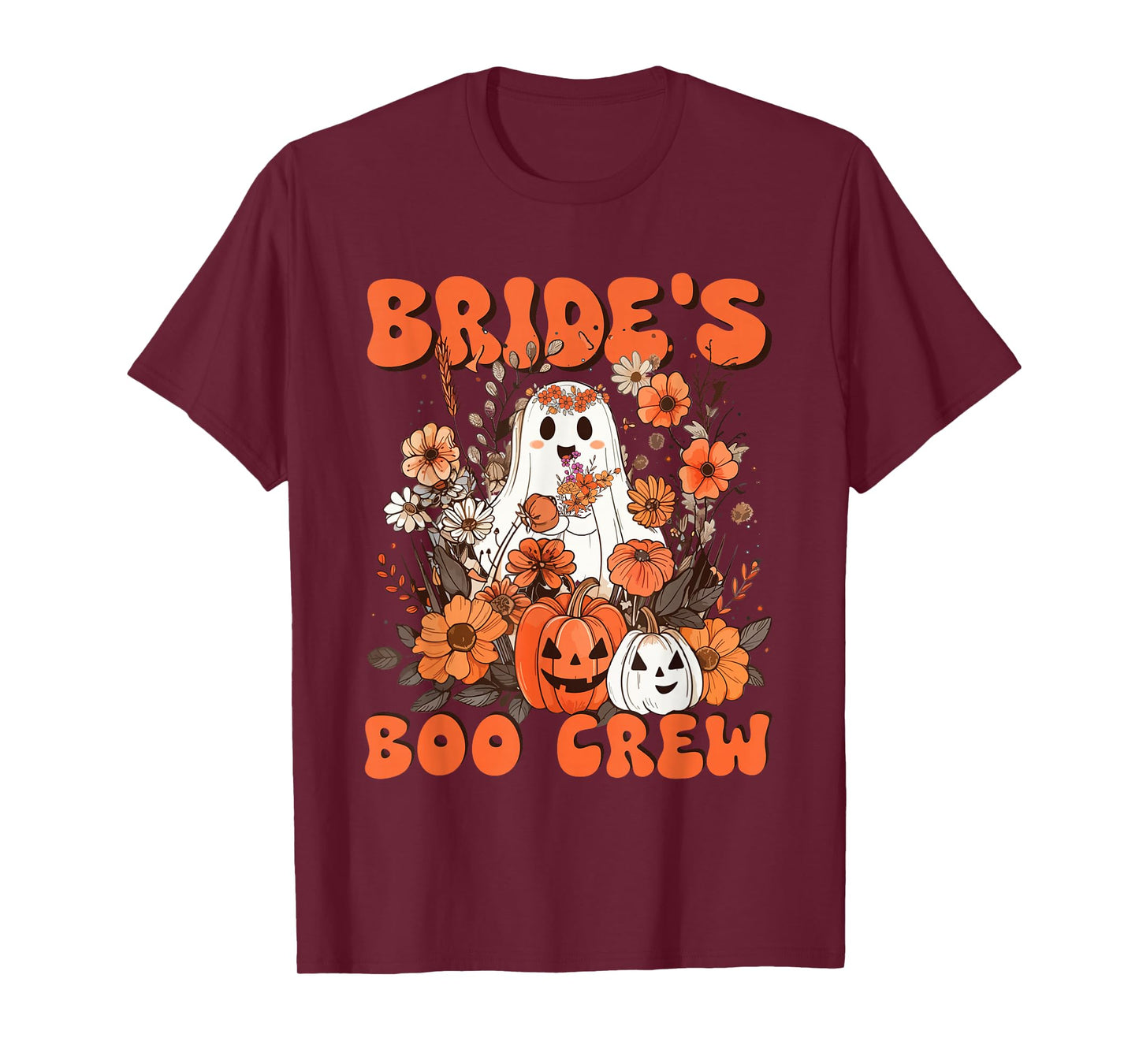 Bride's Boo Crew Floral Ghost Bachelorette Wedding Halloween T-Shirt