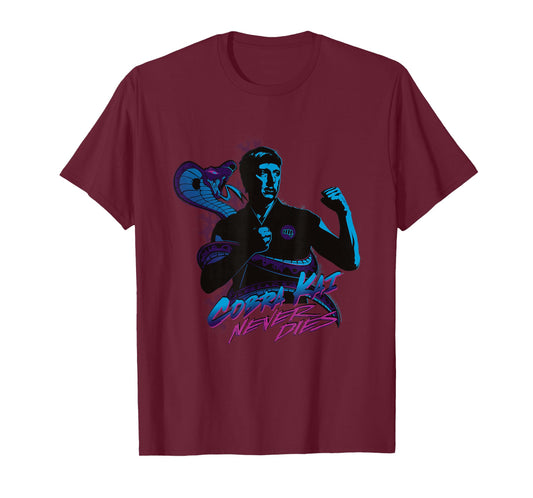 Cobra Kai Never Dies Johnny Blue Silhouette TV Show T-Shirt