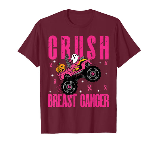 Crush Breast Cancer Awareness Monster Truck Halloween kids T-Shirt