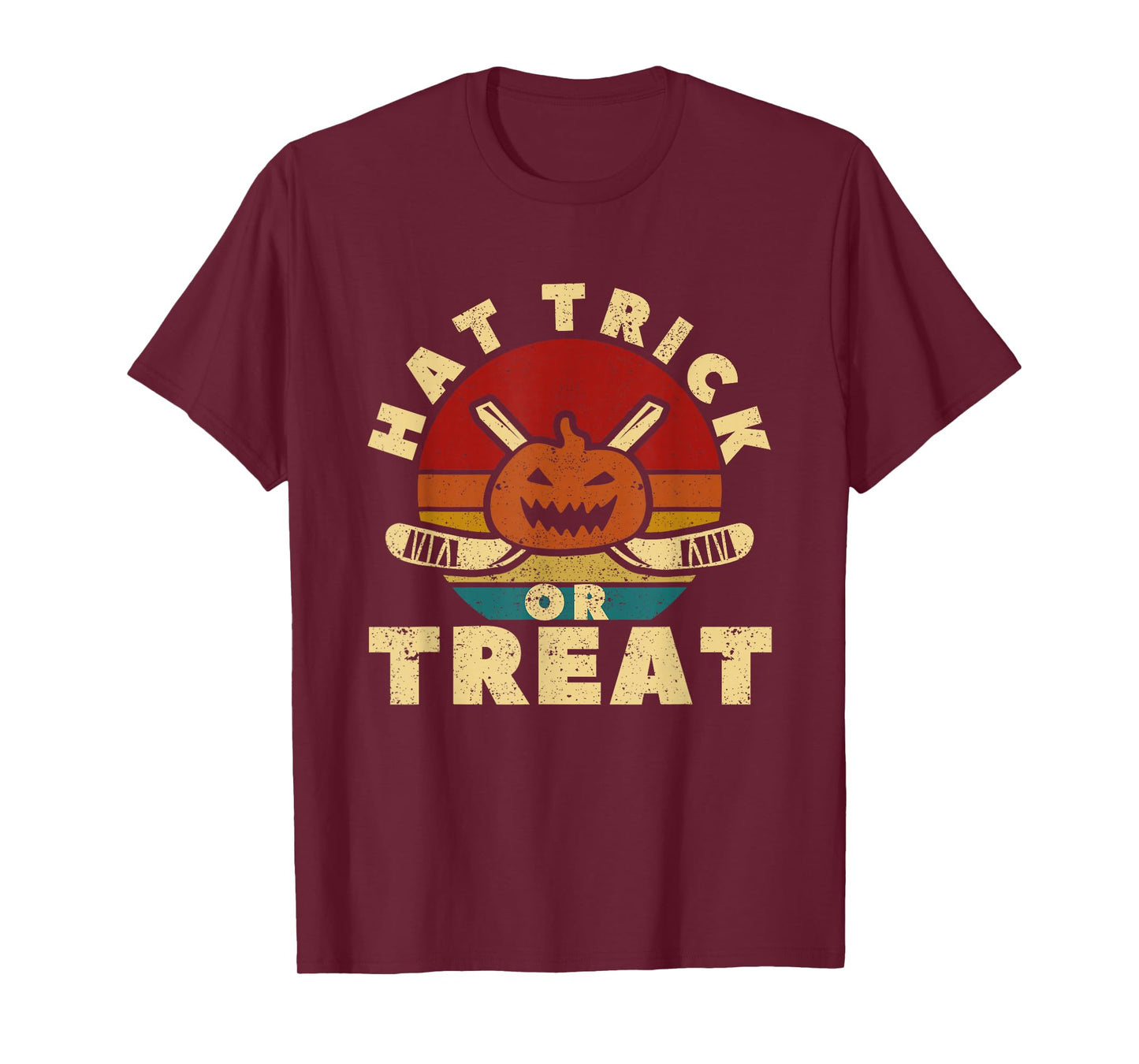 Ice Hockey Player Coach Halloween Pumpkin Hat Trick Or Treat T-Shirt