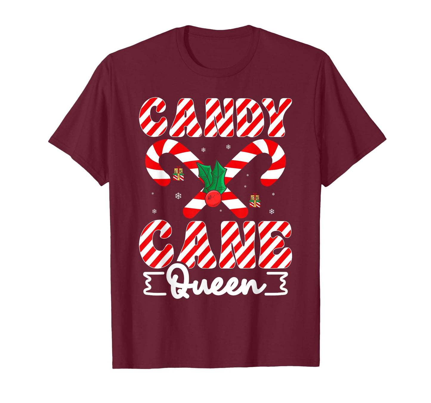 Funny Christmas Candy Cane Queen Matching Family Christmas T-Shirt