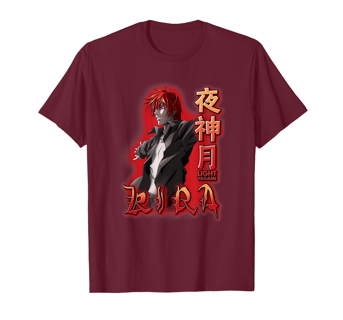 Death Note Light Yagami Kira Red Glow Anime T-Shirt
