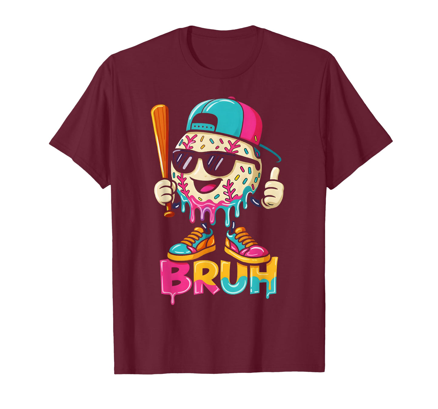 Baseball Drip Boys Bruh Ice Cream Bruh Meme for Son Grandson T-Shirt