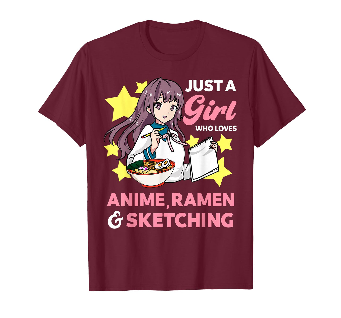 Just A Girl Who Loves Anime Ramen and Sketching Drawing Art T-Shirt