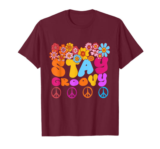 Retro 60s 70s Peace Stay Groovy Sunflowers Positive Mind T-Shirt