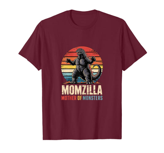 Retro Momzilla Mother of Monsters Distressed Art T-Shirt