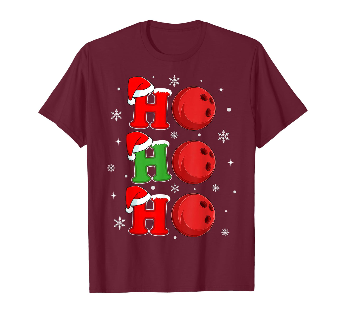 Ho Ho Ho Santa Bowling Ball Christmas Sports Player Xmas T-Shirt