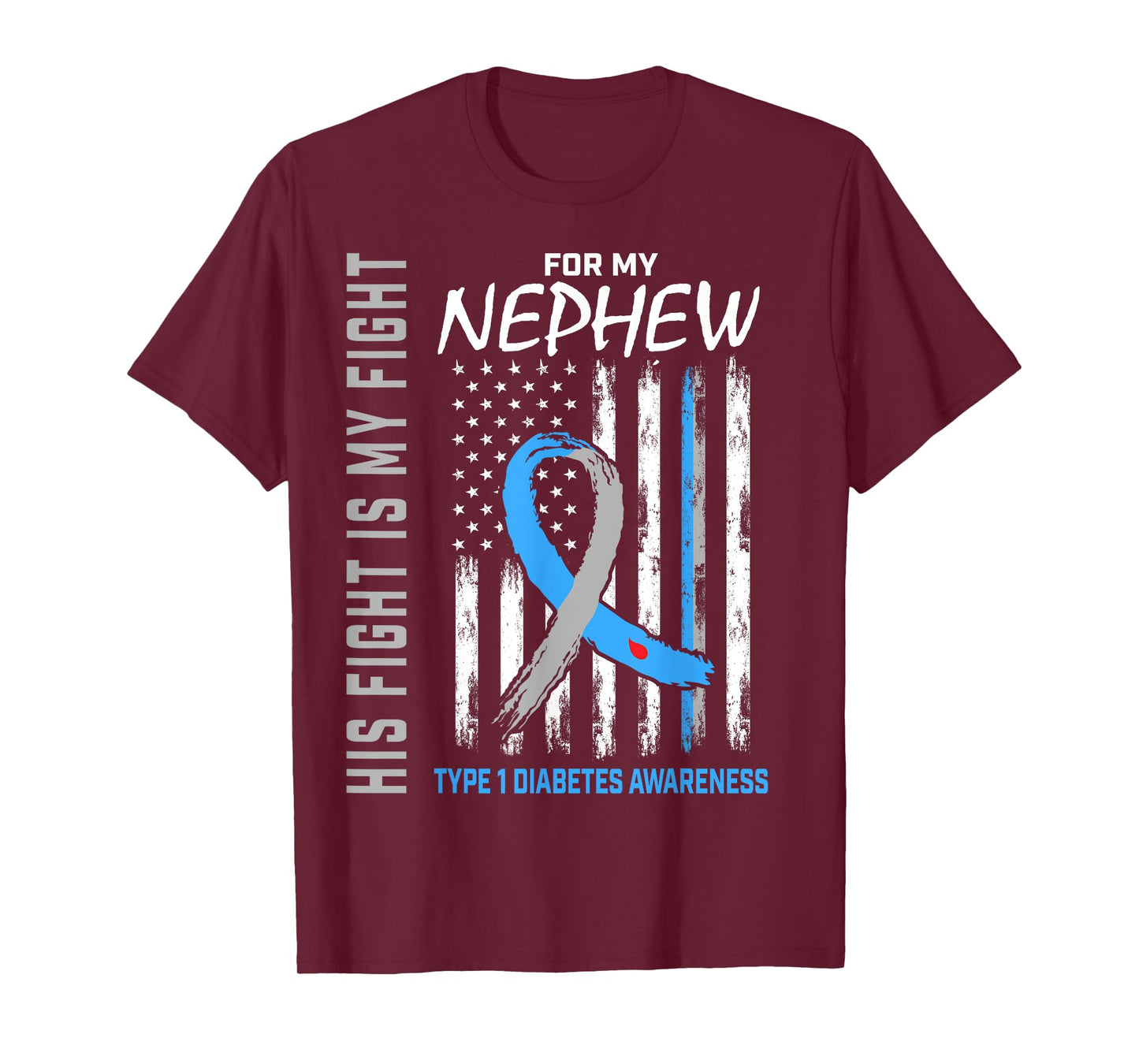 Type One Diabetes Awareness Shirt Nephew American Flag T1D T-Shirt for Women Kids Men