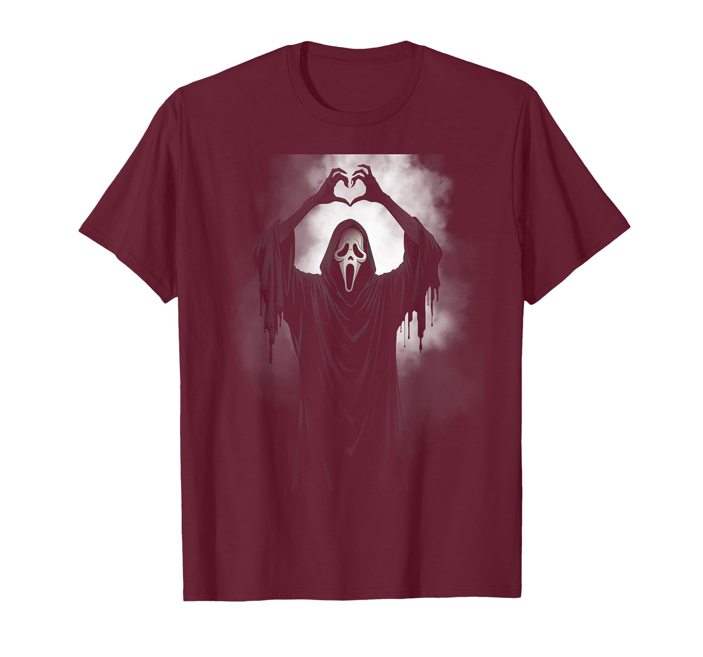 Scary Face Horror Ghost Heart Hands Creepy Halloween T-Shirt
