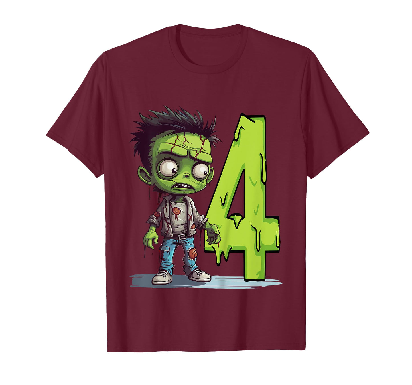 Kids Scary Zombie - four Years - creepy 4th Birthday Halloween T-Shirt