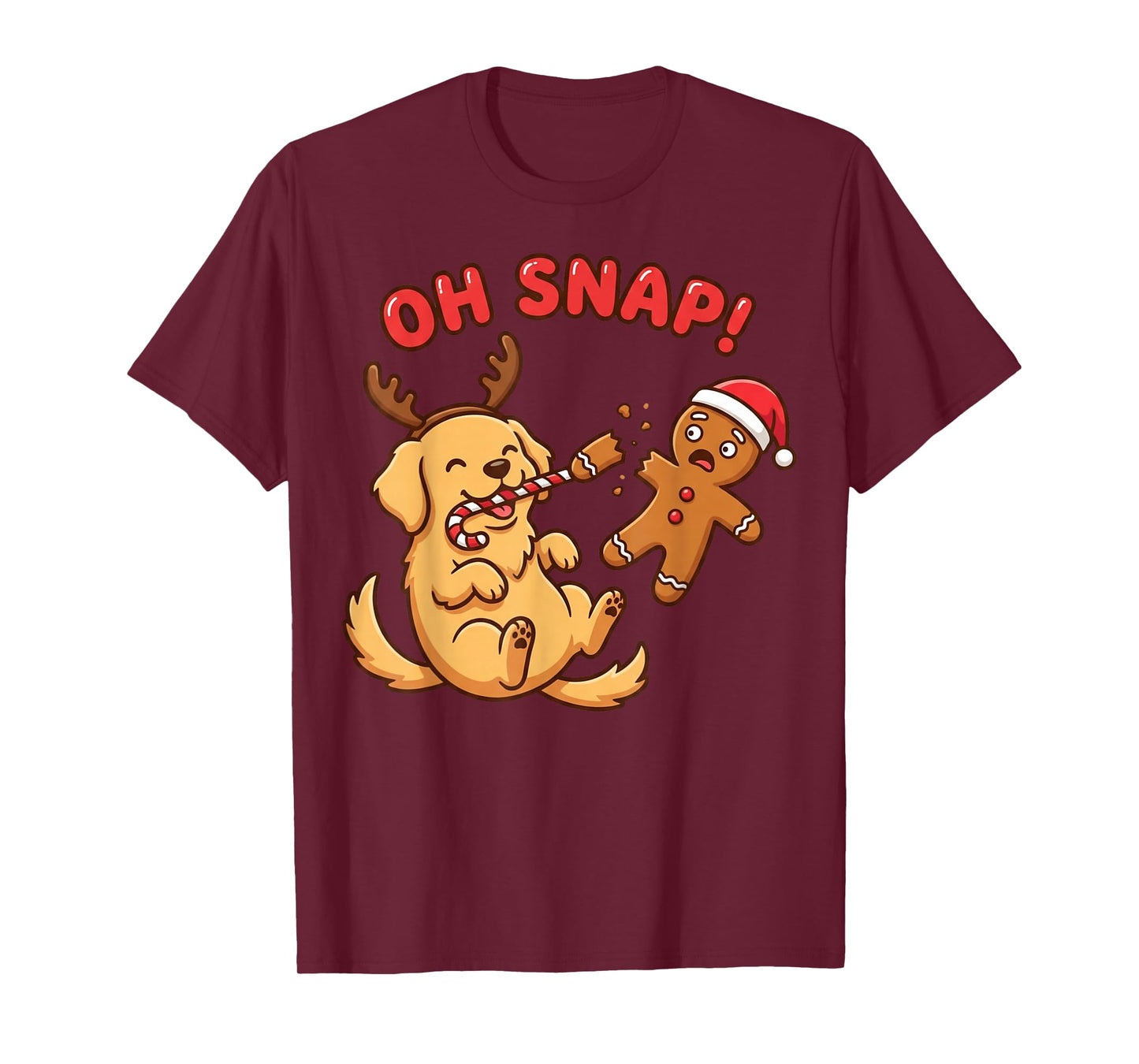 Oh Snap Gingerbread Man Broken Leg Funny Dog Christmas T-Shirt