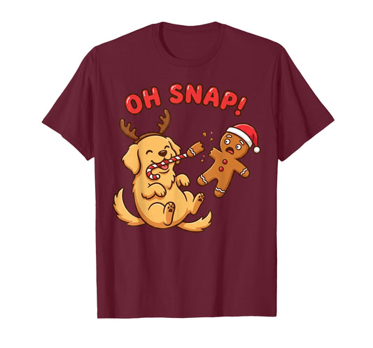 Oh Snap Gingerbread Man Broken Leg Funny Dog Christmas T-Shirt