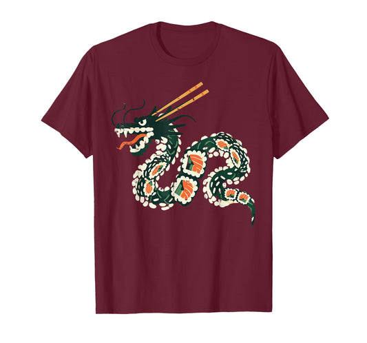 Dragon Sushi Roll Funny Japanese Food Anime Men Women Kids T-Shirt